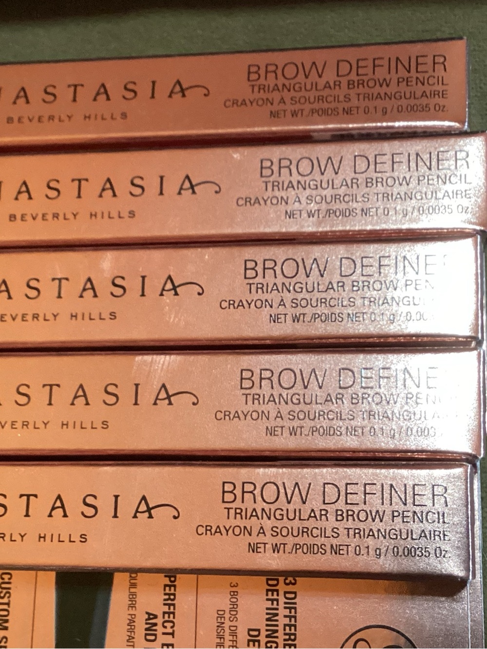 5 Anastasia Dark Brown Brow Definer triangular pencils .1g each(.5G total)